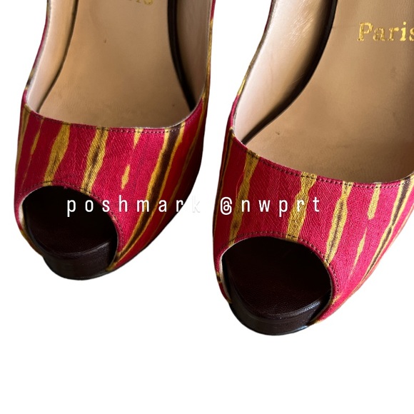 CHRISTIAN LOUBOUTIN Numero No Prive Red Fabric Slingback Heels 38 7 7.5 - Picture 6 of 12